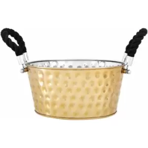 Image of Large Gold Finish Party Bucket/ Wine Cooler Ice Buckets For Chilling And Cooling Wine Modern And Stylish Gold Finish Rope Handle Wine Chiller 33 x 33