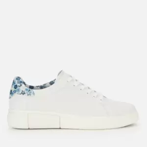 Image of Kate Spade New York Womens Lift Leather Flatform Trainers - Optic White/Blue Floral - UK 3