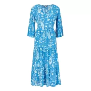 Image of Yumi Blue Sealife Print Midi Dress - Blue