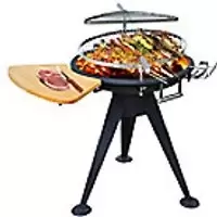 Image of Outsunny BBQ Grill 846-010 Wood, Iron, Stainless Steel Black, Silver, Brown