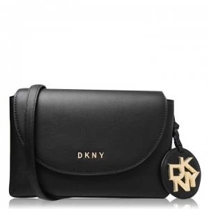 Image of DKNY Dayna Leather Flap Cross Body Bag - Black/Gold BGD