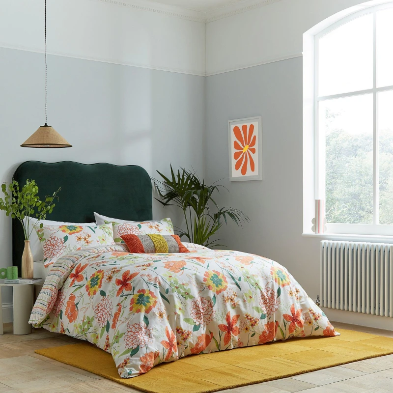 Image of Helena Springfield Helena Springfield 'Bella Cover' Cotton Duvet Cover Set in Orange Size: Single Orange Single Unisex 5016709701976