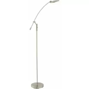 Image of Loops - Adjustable Arched Floor Lamp Satin Nickel Tall Standing Curved Arm Reading Light