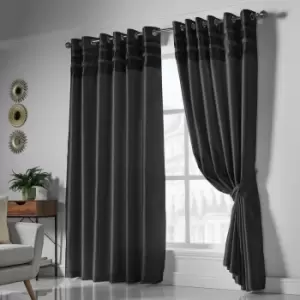 Image of Isabella Rose Denver Lined Eyelet Curtains - Black - 167cm (66") X 229cm (90") TJ Hughes