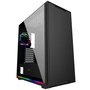 Image of GameMax Trooper Mid Tower 2 x USB 3.0 Tempered Glass Side Window Panel Black Case with Addressable RGB LED Lighting