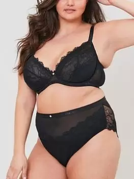 Image of Oola Lace & Logo High Waist Brief, Black, Size 18-20, Women