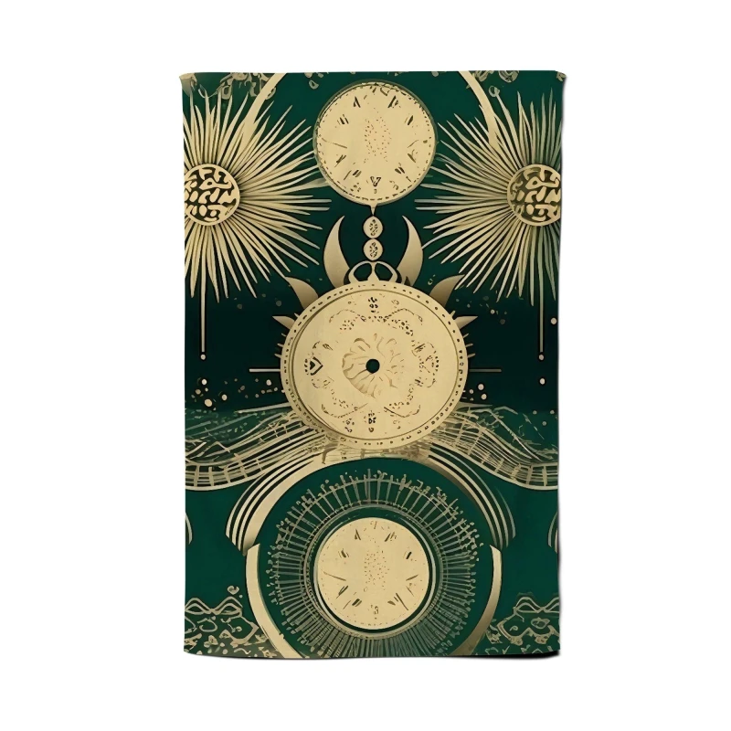 Image of Warren Reed - Designer Green Moon & Sun Abstract Pattern Tea Towel Green Unisex