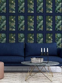 Image of Arthouse Paul Moneypenny Wild Vibes Navy / Emerald Wallpaper Paper