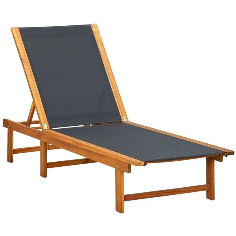 Image of VIDAXL Sun Lounger Solid Acacia Wood and Textilene Vidaxl 8718475961888