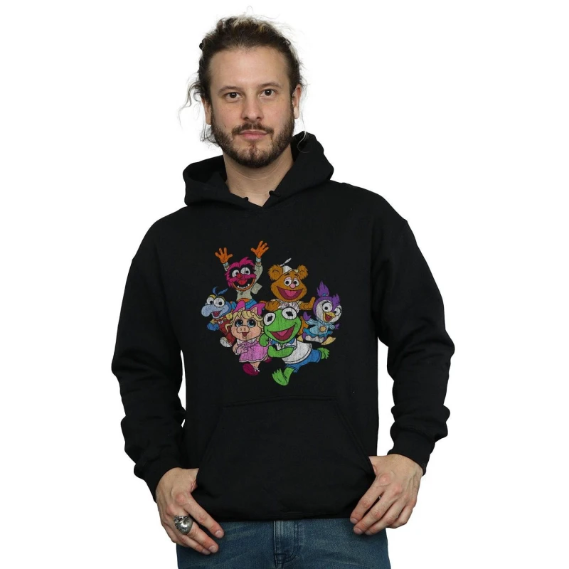 Image of Disney Men The Muppets Muppet Babies Colour Group Hoodie in Black Size: Small Black S Male 5059308673275