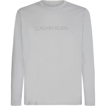 Image of Calvin Klein Performance Essential Logo Long Sleeve T Shirt - High Rise Grey