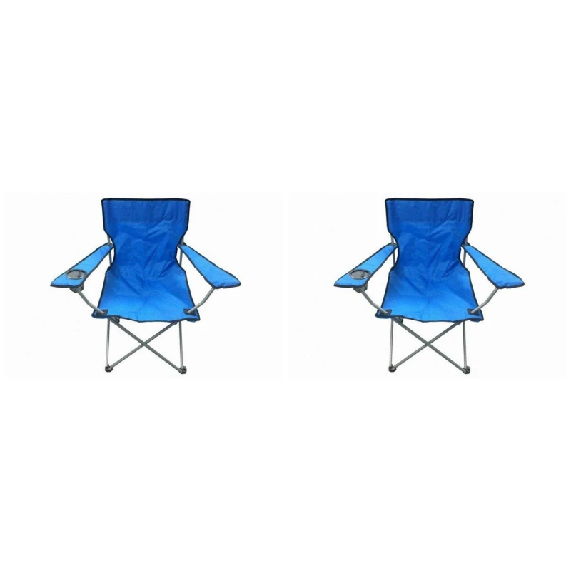 Image of Kandy Toys 2 Blue & Black Folding Chair With Cup Holder Multi