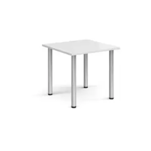 Image of Rectangular silver radial leg meeting table 800mm x 800mm - white