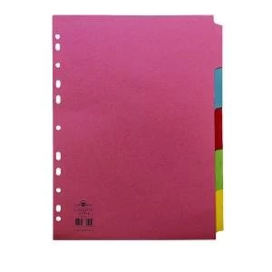 Image of Concord Reinforced Divider 5-Part A4 160gsm Pastel Colours 77099