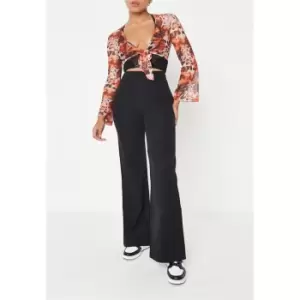 Image of Missguided Petite Wide Leg Trousers - Black