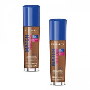 Image of Rimmel Match Perfection 30ml Foundation Duo Pack in Deep Chocolate