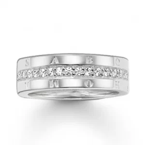 Image of THOMAS SABO Logo and Cubic Zirconia Band Ring TR1701-051-14