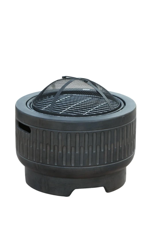 Image of Vossmoon Morbarrel Outdoor Garden Fire Pit With Stainless Steel Cooking Grill Black unisex