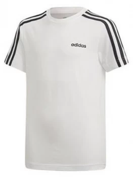 Image of adidas Boys 3 Stripe Short Sleeve T-Shirt - White, Size 5-6 Years