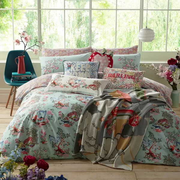 Image of Cath Kidston Painted Kingdom Duvet Set, Super King, Mid Blue