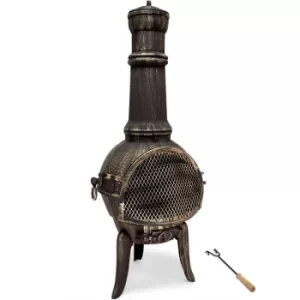 Image of Deuba Chiminea Patio Heater Cast Iron Garden Fire Pit Chimnea BBQ Grill for Wood Charcaol Chimenea Black Log Burner