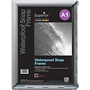 Image of Stewart Superior Wall Mountable Waterproof Snap Frame A1 650 x 12 x 900 mm Silver