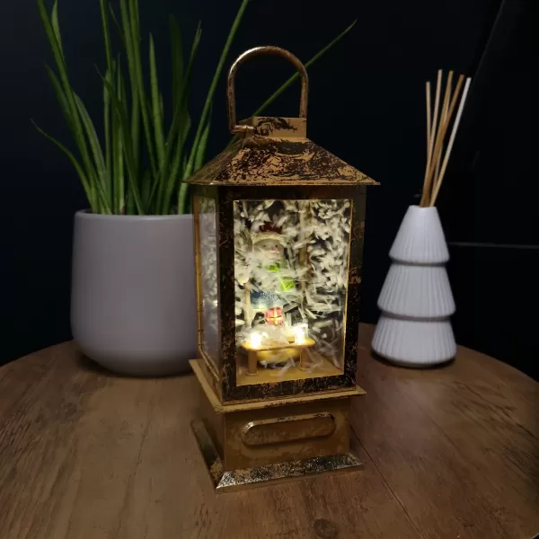 Image of 19cm Battery Operated Light Up Christmas Musical Snowblower Lantern Decoration