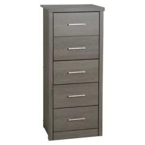 Image of Lennon Narrow Black 5 Chest of Drawer Grey