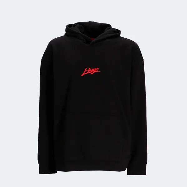 Image of HUGO Dlogolong Graphic Pullover Hoodie Black S