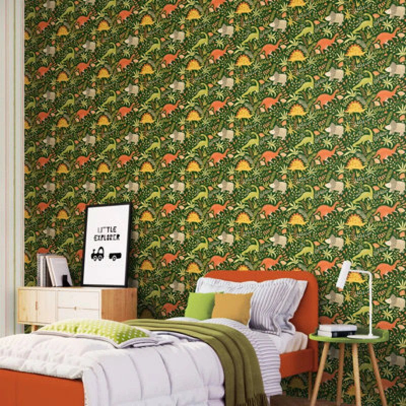Image of Hoopla Walls Jurassic Party Olive Jungle 10M Wallpaper