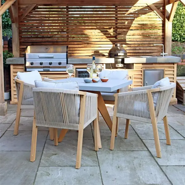 Image of Royalcraft Luna 90cm Square table with 4 Roma Dining Chairs - Beige One Size