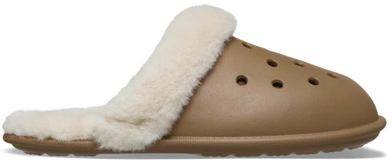 Image of Crocs Unisex Classic Fuzz Scuff Slippers Sepia W8/M7