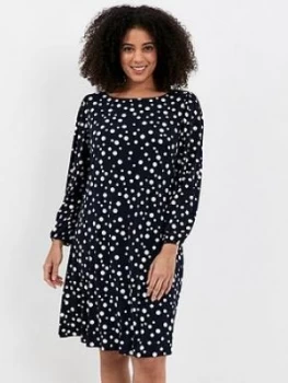 Image of Evans Spot Shift Dress - Navy, Size 22, Women