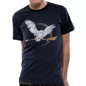 Image of Harry Potter Hedwig Broom Unisex T-Shirt Small