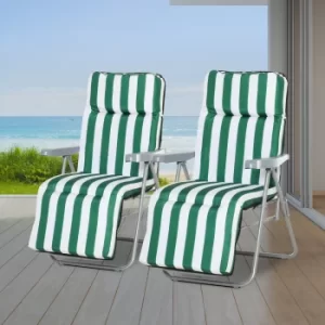 Image of Outsunny 2 PC Folding Sun Reclining Chairs W/ Cushions