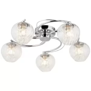 Image of Endon Mesmer Multi Arm Glass Semi Flush Ceiling Lamp, Chrome Plate With Glass, Glass Beads