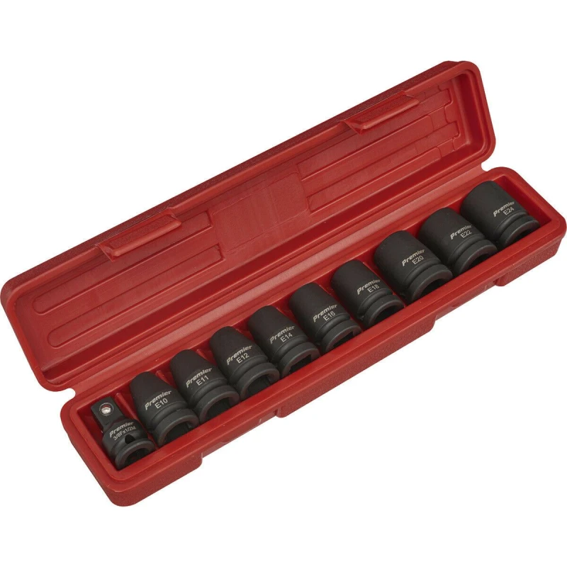 Image of Loops 10 Piece Impact Socket Set - 1/2" Sq Drive - TRX-Star Female - Chromoly Steel Metallics