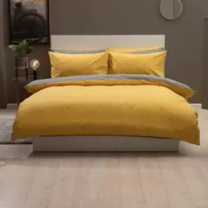 Image of Belledorm Trapeze Duvet Set (Kingsize) (Saffron/Grey)