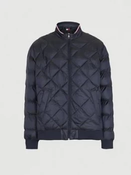 Image of Tommy Hilfiger Two Tone Padded Bomber Jacket - Navy, Size 2XL, Men