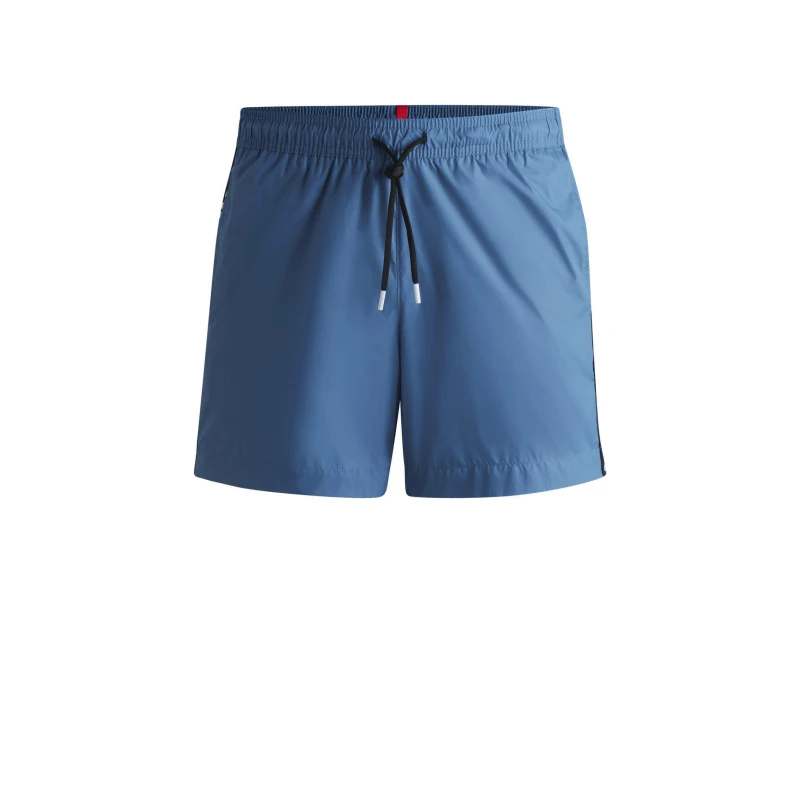 Image of Hugo Logo Tape Swim Shorts - Blue Blue M