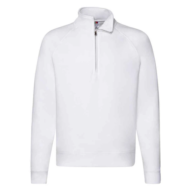 Image of Fruit Of The Loom Fruit of the Loom Men Premium Zip Neck Heather Sweatshirt in White Size: Medium White M Male 5063527299758