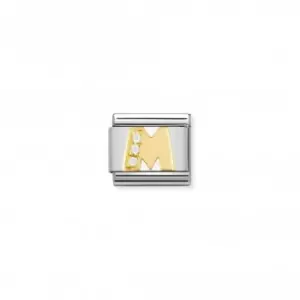Image of Nomination Composable Classic Letters Gold Cubic Zirconia M Link 030301/13