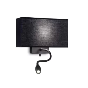 Image of Hotel LED 2 Light Wall Light Black