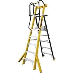 Image of CLIMB-IT Glass Fibre Podium Ladder 5 Steps Yellow Capacity: 150 kg