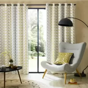 Image of Orla Kiely Trio Stem Lined Curtains, 229 x 229cm, Ochre
