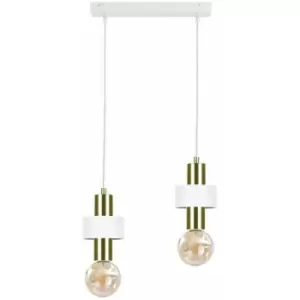Image of Keter Unica Bar Pendant Ceiling Light White, Gold, 50cm, 2x E27