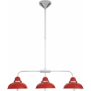 Image of Premier Housewares - Jasper Red and Chrome 3 Light Pendant Light