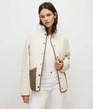 Image of AllSaints Womens Madison Reversible Jacket, White/khaki, Size: 8