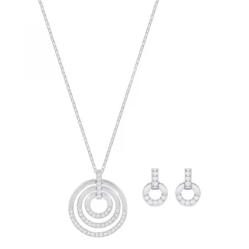 Image of Ladies Swarovski Silver Plated Circle Earring & Necklace Set