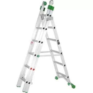 Image of PREMIUM 18 Tread Combination Ladder 3 Section Extension Step Frame & Stairwell